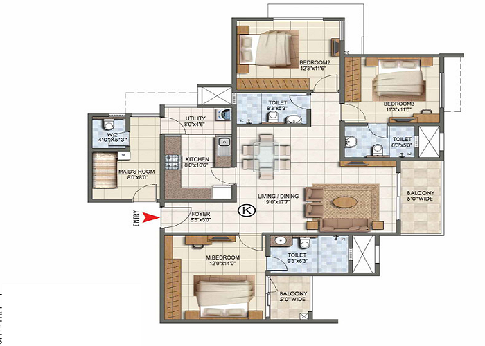 Prestige Bella Vista 4 BHK Floor Plan